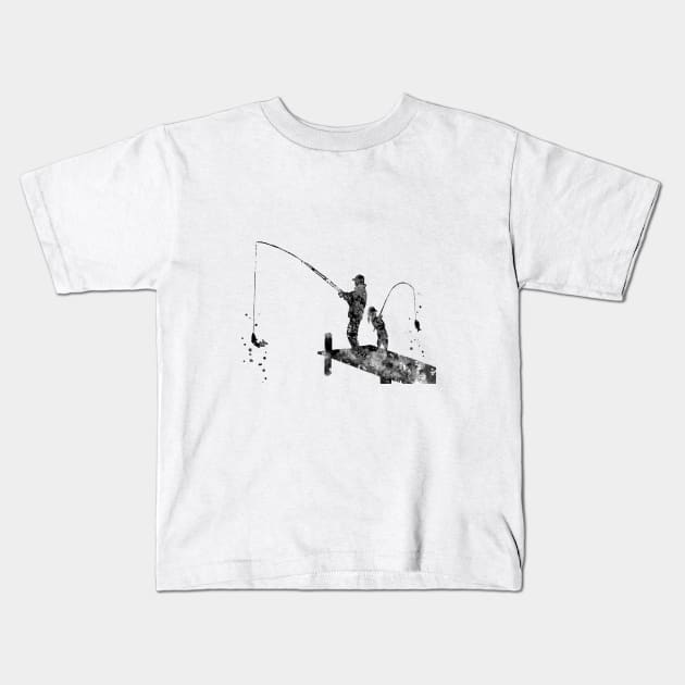 Daddy's little fishing buddy Kids T-Shirt by RosaliArt